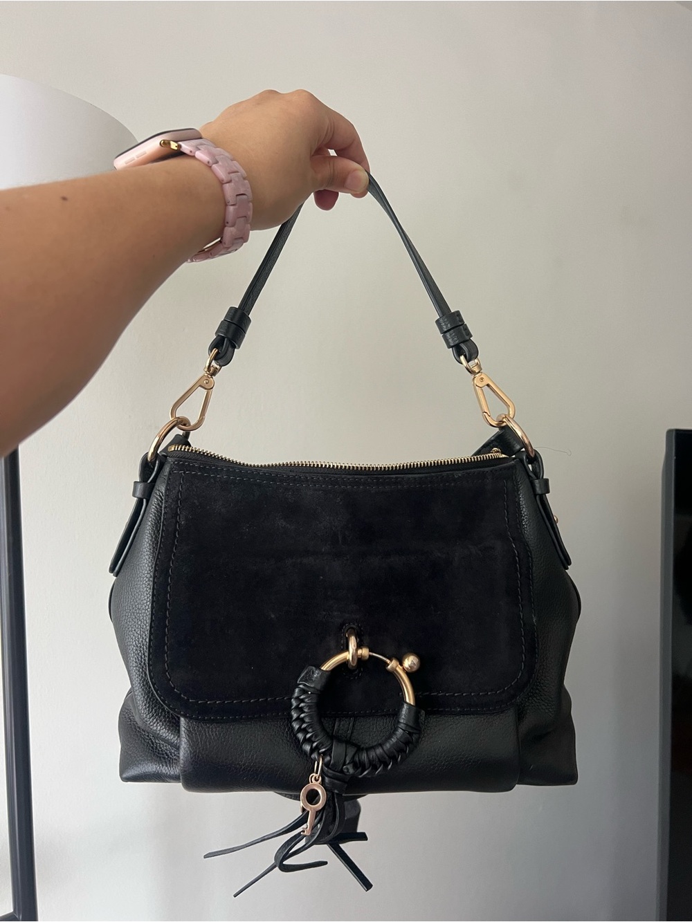 See By Chloé Black Joan Leather Ring-Tassel Shoulder Bag $495 - Picture 9 of 9